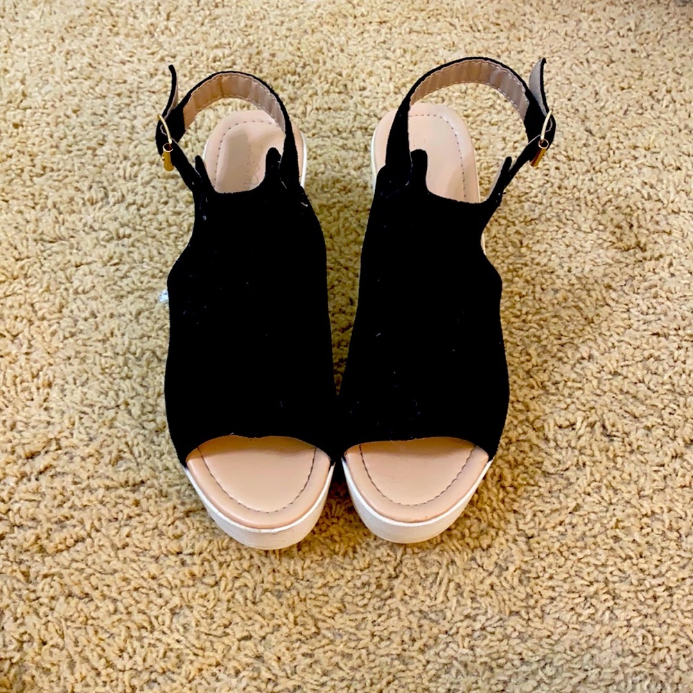 Black suede wedge. Size 7 1/2!